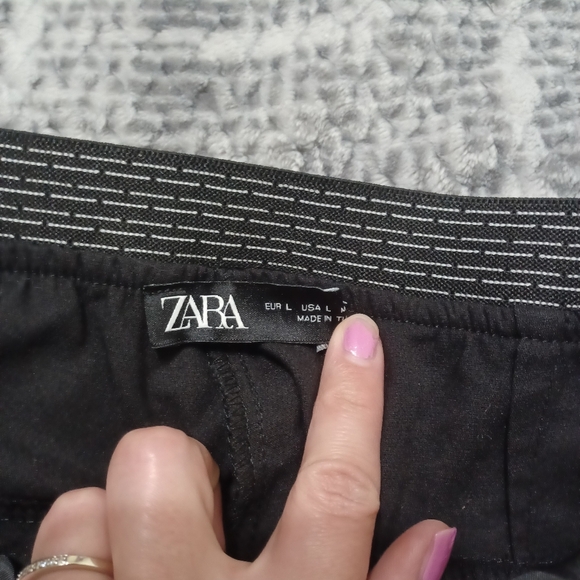 Zara Black Mid Rise Straight Leg Crop Ankle Office Trousers Dress Pants Size L - Picture 3 of 8